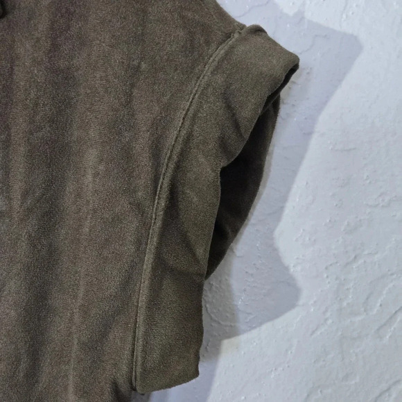 Vakko for I.N.C. | Olive Green Micro Suede Fit Flare Shirt Dress Sz S - Picture 4 of 9